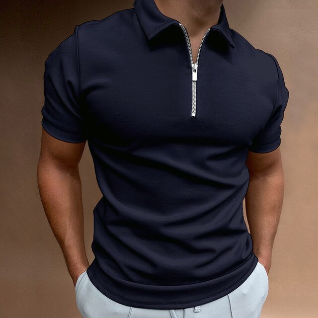 Leon – Herren Kurzarm Polo-Shirt mit Reißverschluss