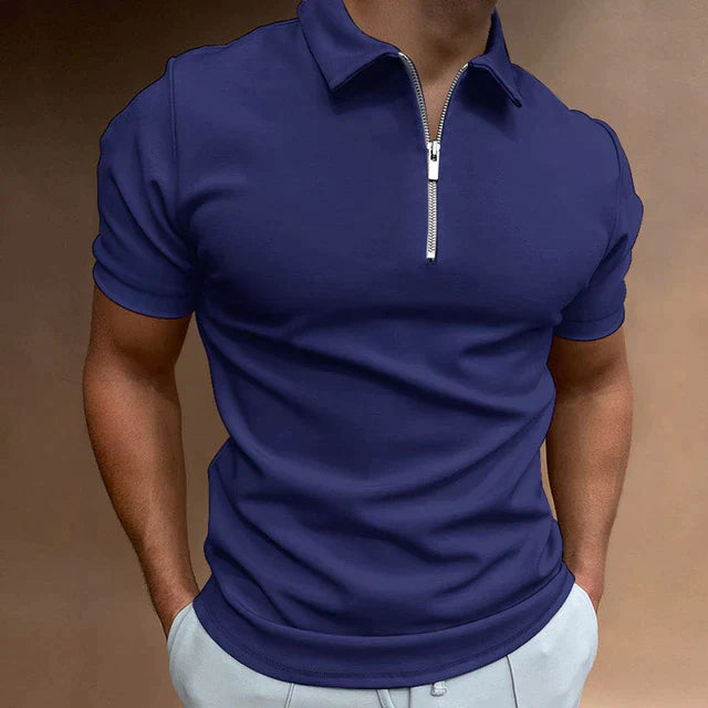 Leon – Herren Kurzarm Polo-Shirt mit Reißverschluss