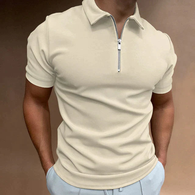 Leon – Herren Kurzarm Polo-Shirt mit Reißverschluss