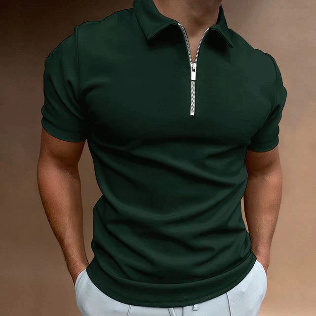 Leon – Herren Kurzarm Polo-Shirt mit Reißverschluss