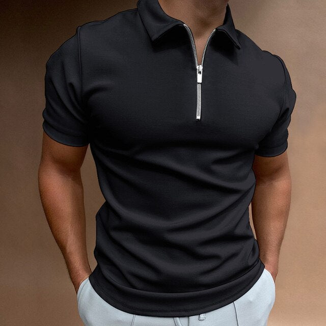 Leon – Herren Kurzarm Polo-Shirt mit Reißverschluss