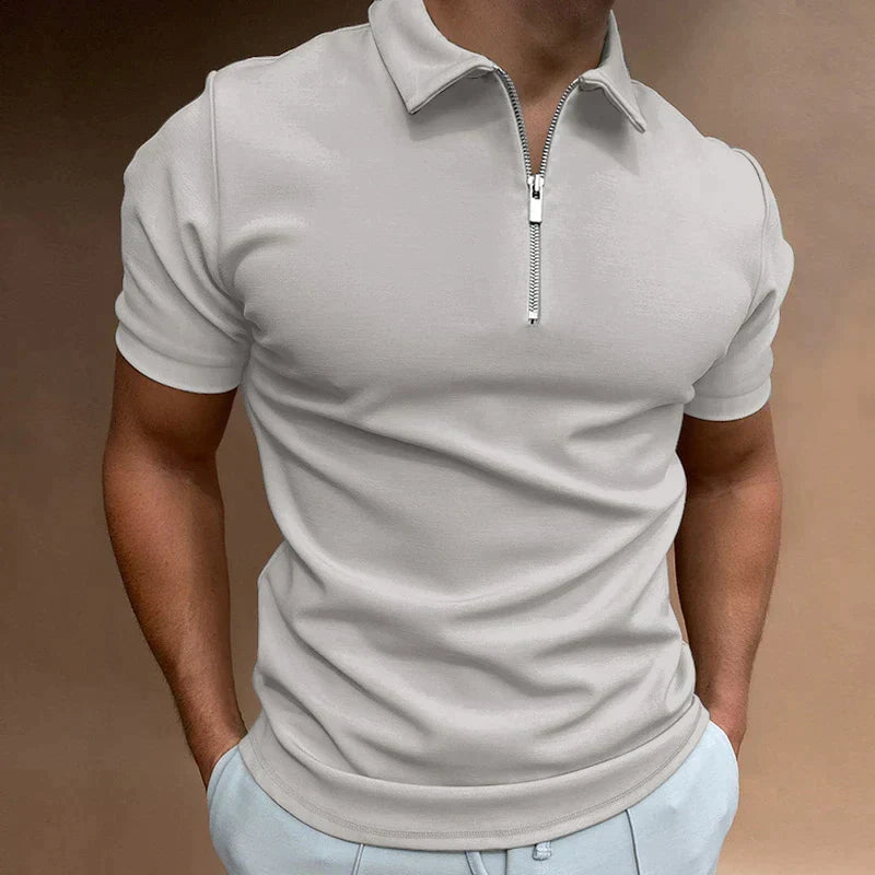 Leon – Herren Kurzarm Polo-Shirt mit Reißverschluss