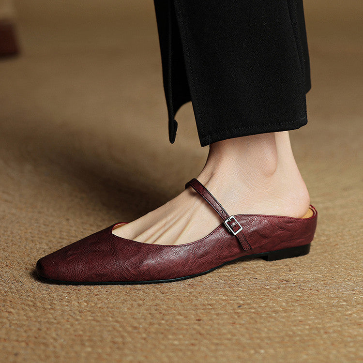 Elvira – Women Mules Pointed Toe Mary Jane Strappy Flats - Image 11