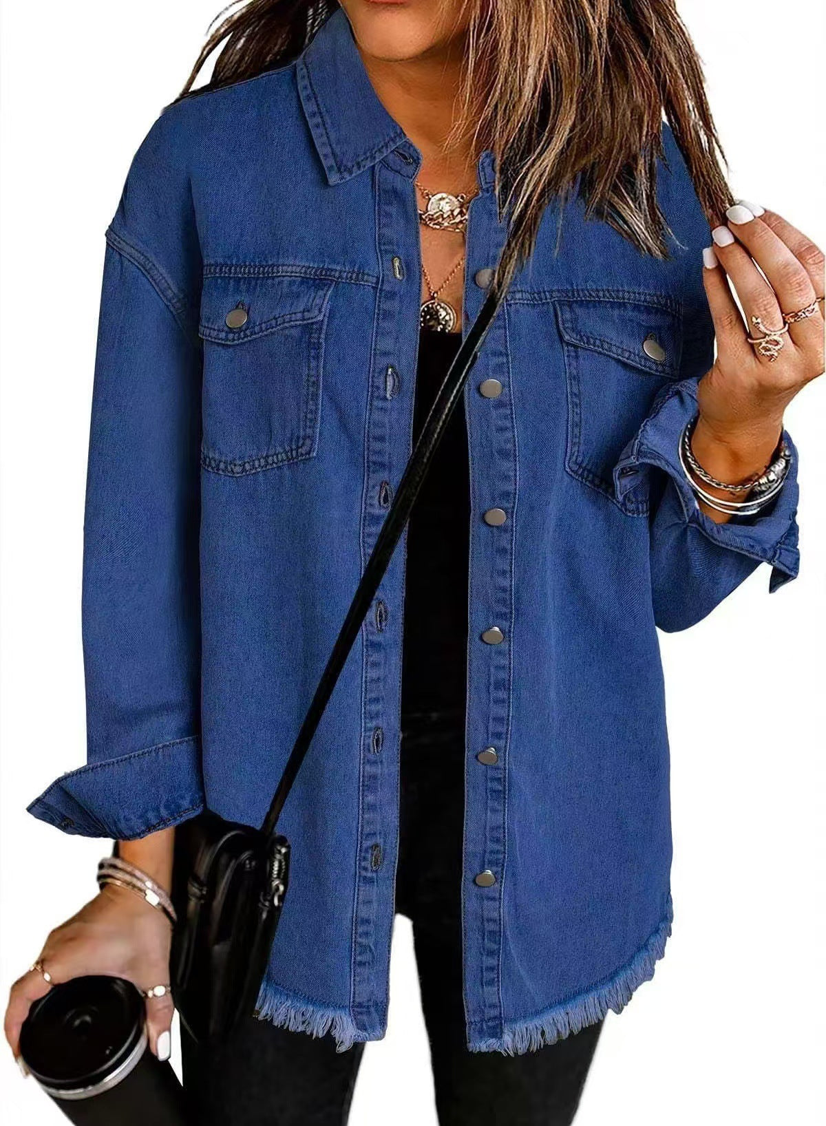 Martyna – Damska Koszula Jeansowa Oversize z Guzikami - 3 - Atelier-Zofia