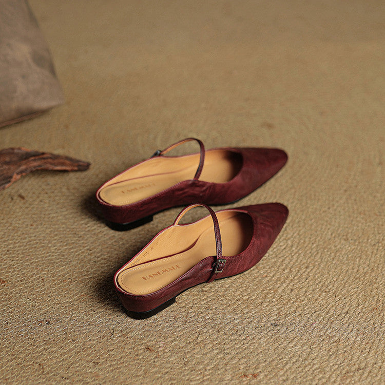 Elvira – Women Mules Pointed Toe Mary Jane Strappy Flats - Image 14