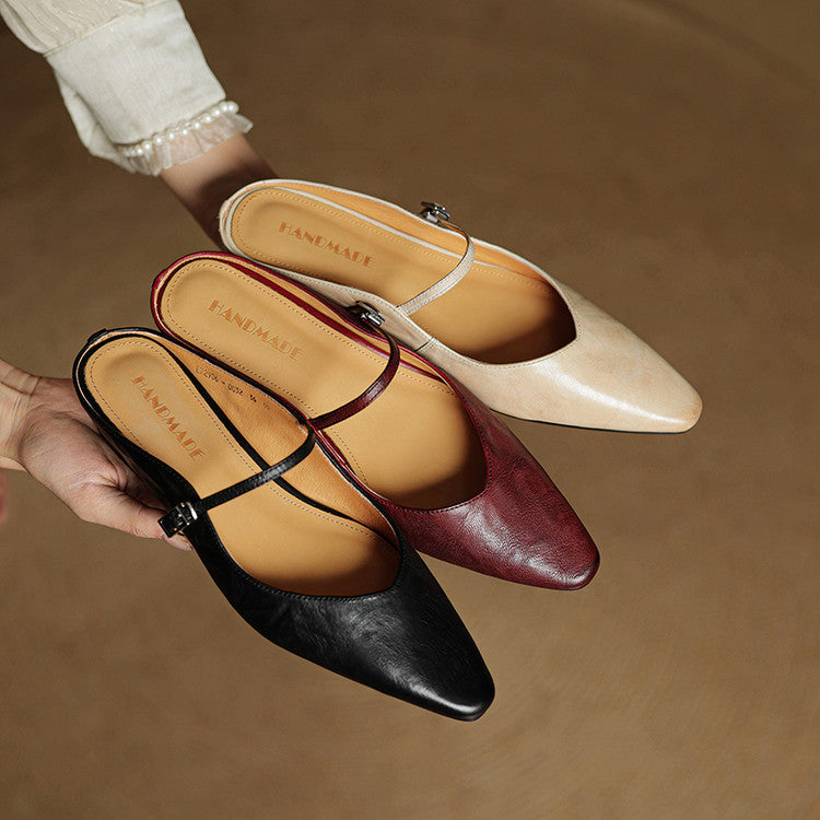Elvira – Women Mules Pointed Toe Mary Jane Strappy Flats - Image 22