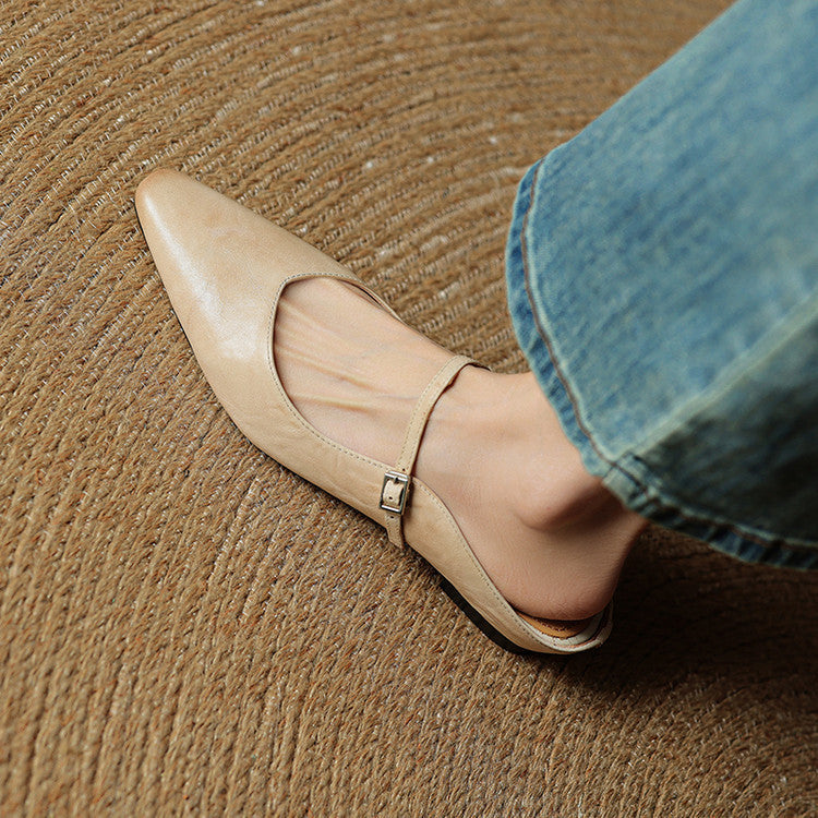 Elvira – Women Mules Pointed Toe Mary Jane Strappy Flats - Image 4