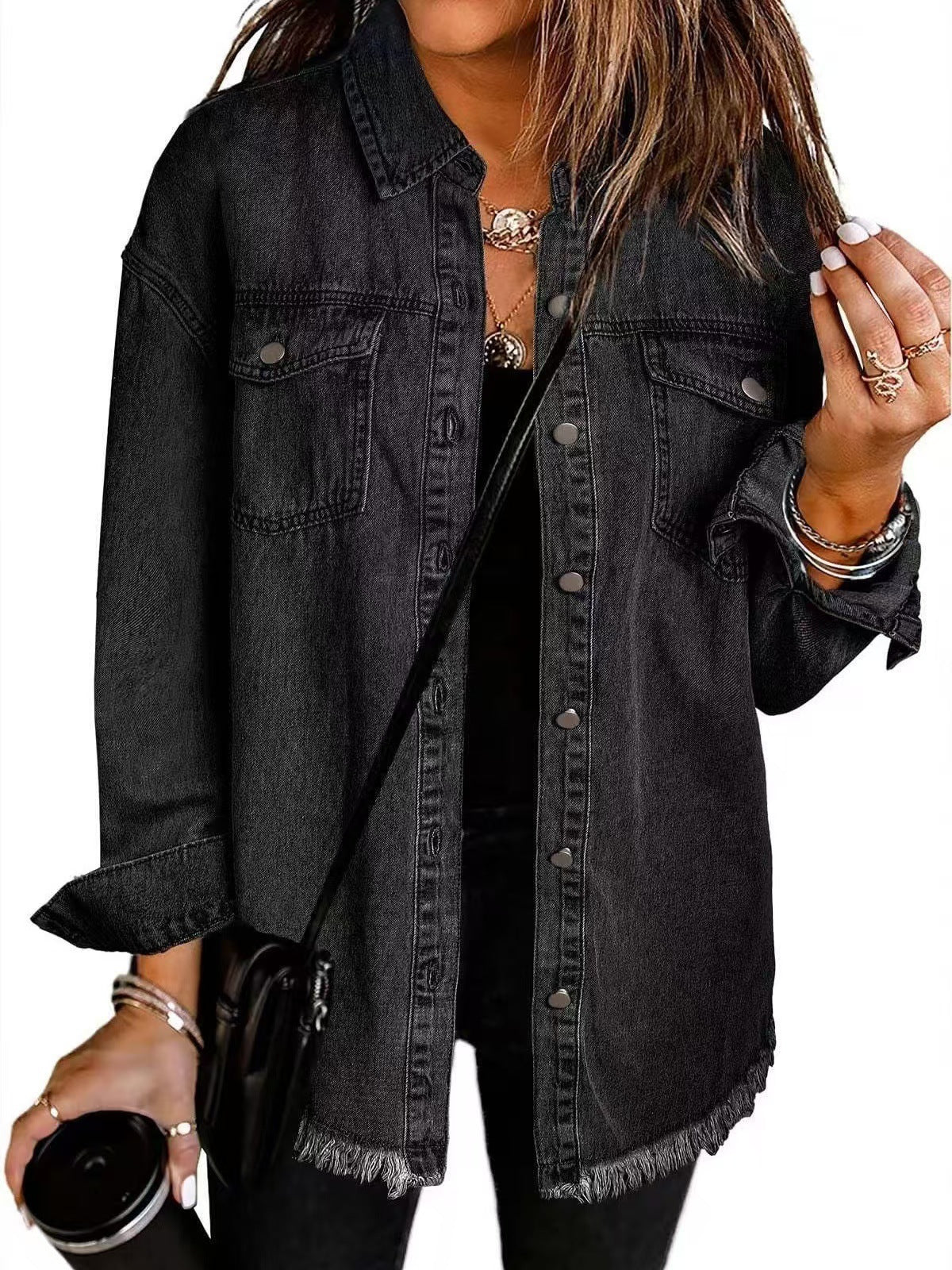 Martyna – Damska Koszula Jeansowa Oversize z Guzikami - 1 - Atelier-Zofia