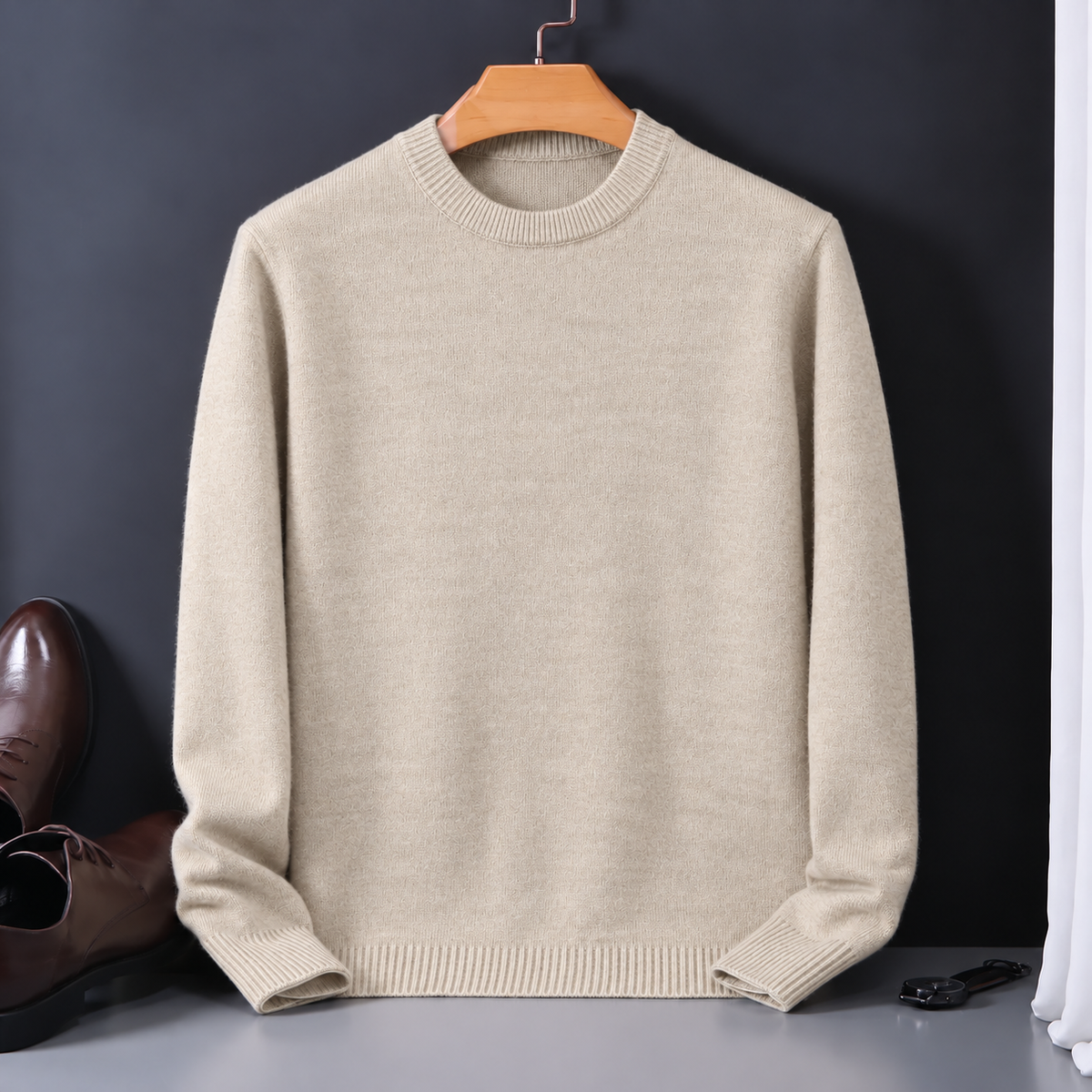 Eleganter Herrenpullover aus feinstem Kaschmir mit Rundhalsausschnitt | A&Z