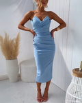 Abendkleid Damen mit Wickelschnitt und V-Ausschnitt - 1 - Atelier-Zofia