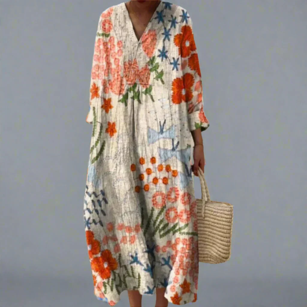 Lila – Floral Maxi Abstract Dress for Women - Image 1