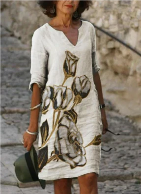 Marie – Women Floral V-Neck Midi Dress - Image 3