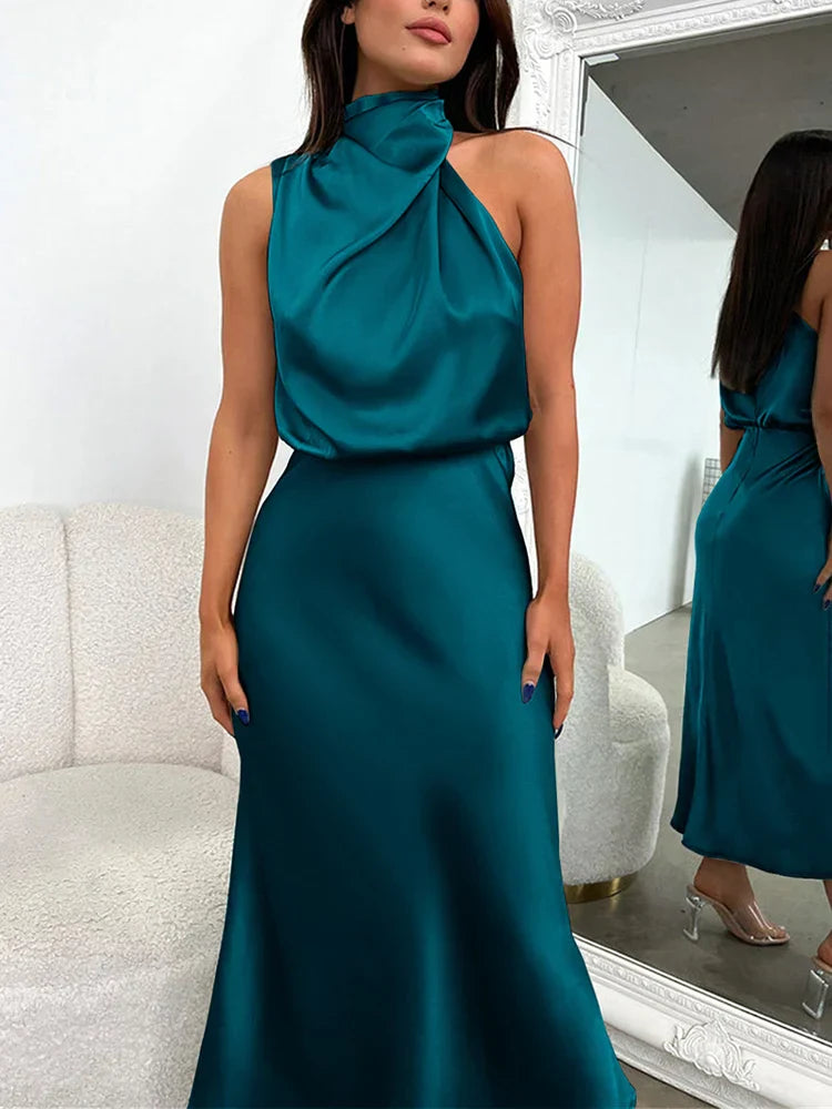 Susanne – Women Elegant with Draped Neckline Dress - Image 3