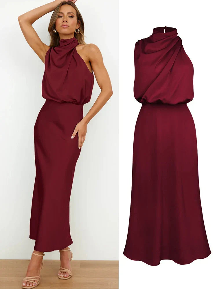 Maxikleid Damen mit Wickeloptik und schickem Kragen - 10 - Atelier-Zofia