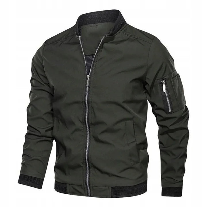 Schlanke Herren-Bomberjacke mit Reißverschluss - J&B - 2 - Atelier-Zofia