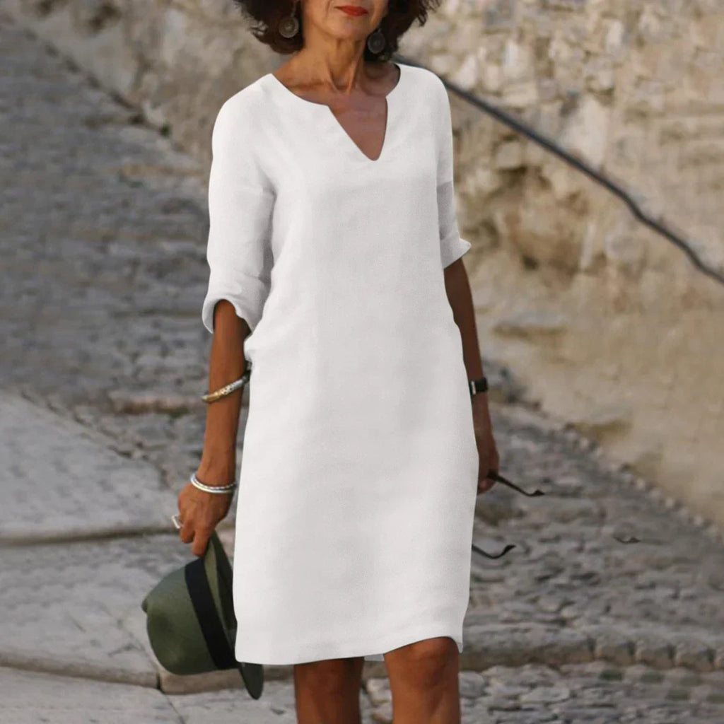 Nina – Women's dress with V-neck and 3/4 sleeves - Image 7