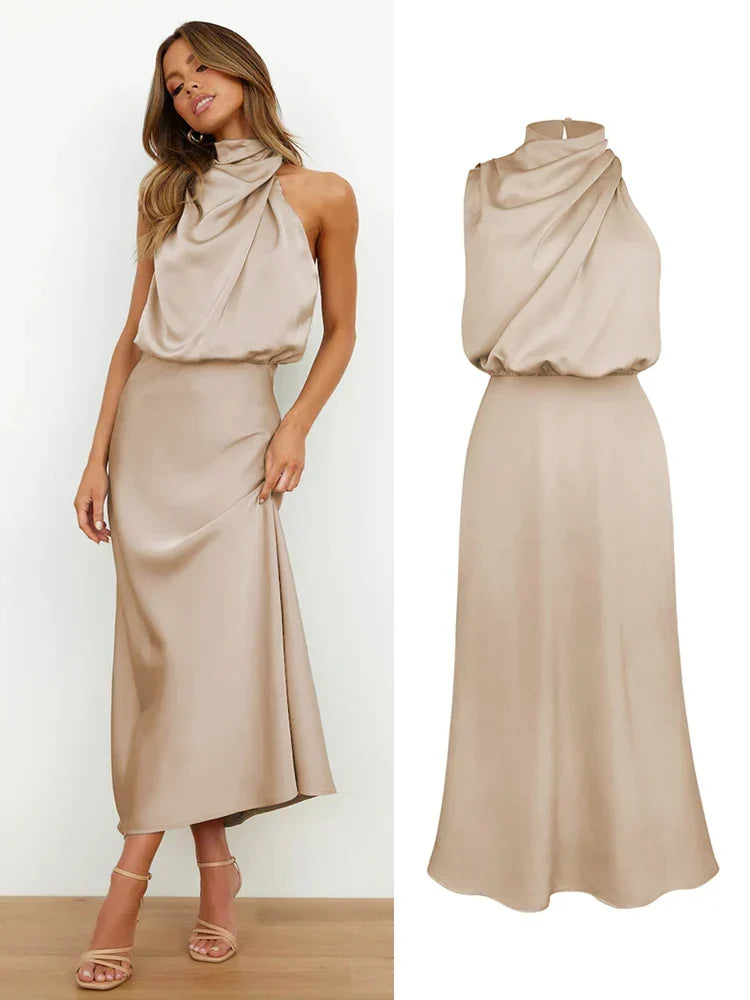 Maxikleid Damen mit Wickeloptik und schickem Kragen - 3 - Atelier-Zofia