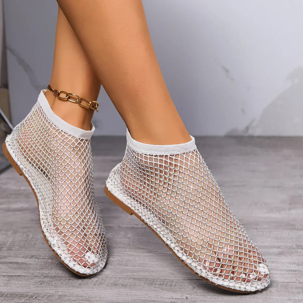 Ballet Flats Women's Mesh Upper with Rhinestone Detail - Image 13