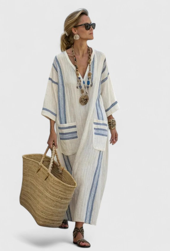 Karina – Women V-Neck Kaftan Maxi Dress - Image 4