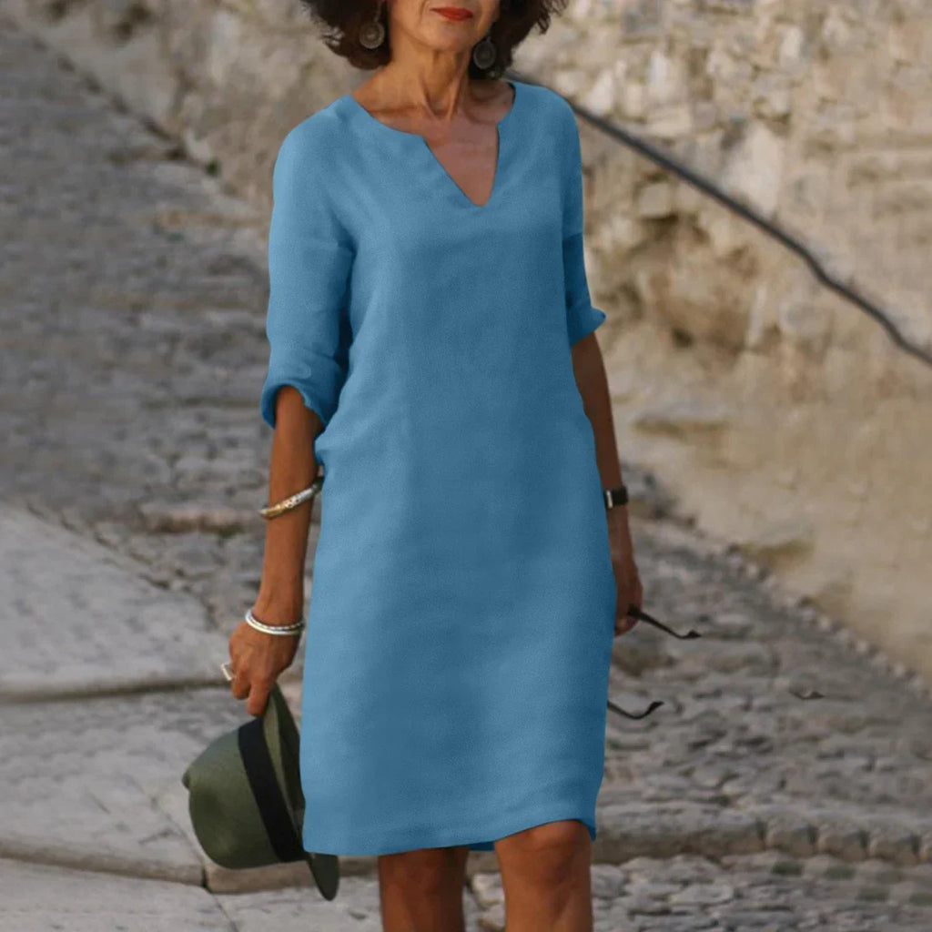 Nina – Women's dress with V-neck and 3/4 sleeves - Image 10