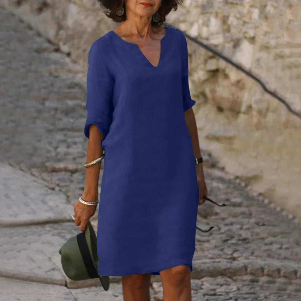 Nina – Women's dress with V-neck and 3/4 sleeves - Image 9