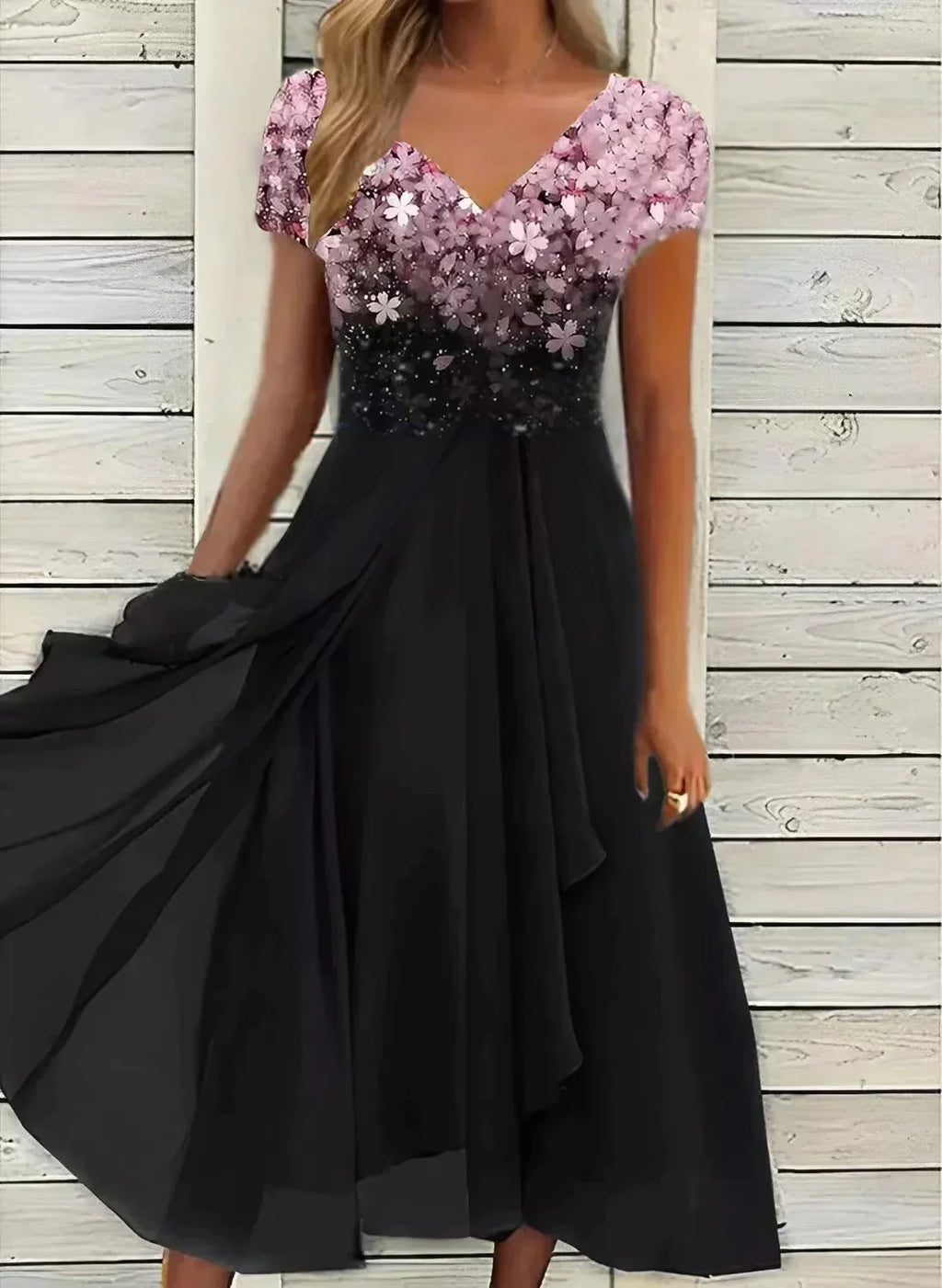 Isabella – Elegantes Midikleid mit V-Ausschnitt