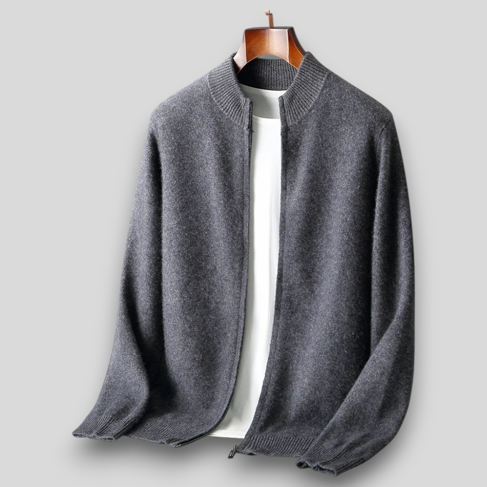 Stylische Herren-Bomberjacke mit sanfter Textur und praktischem Reißverschluss - J&B - 2 - Atelier-Zofia