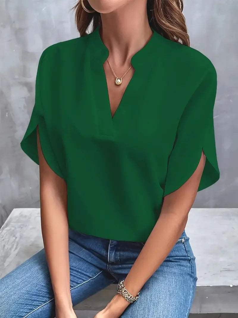 Annemie | Stilfuld V-Hals Flydende Bluse - Freya Kobenhavn