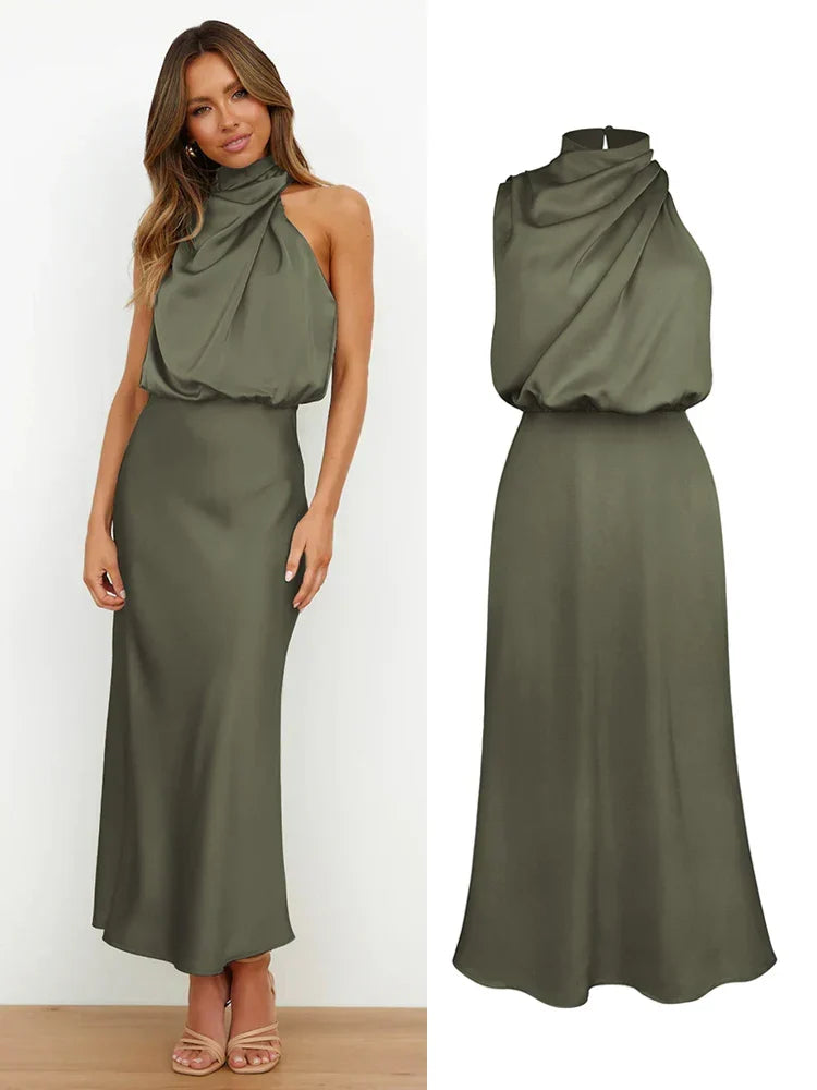 Maxikleid Damen mit Wickeloptik und schickem Kragen - 4 - Atelier-Zofia
