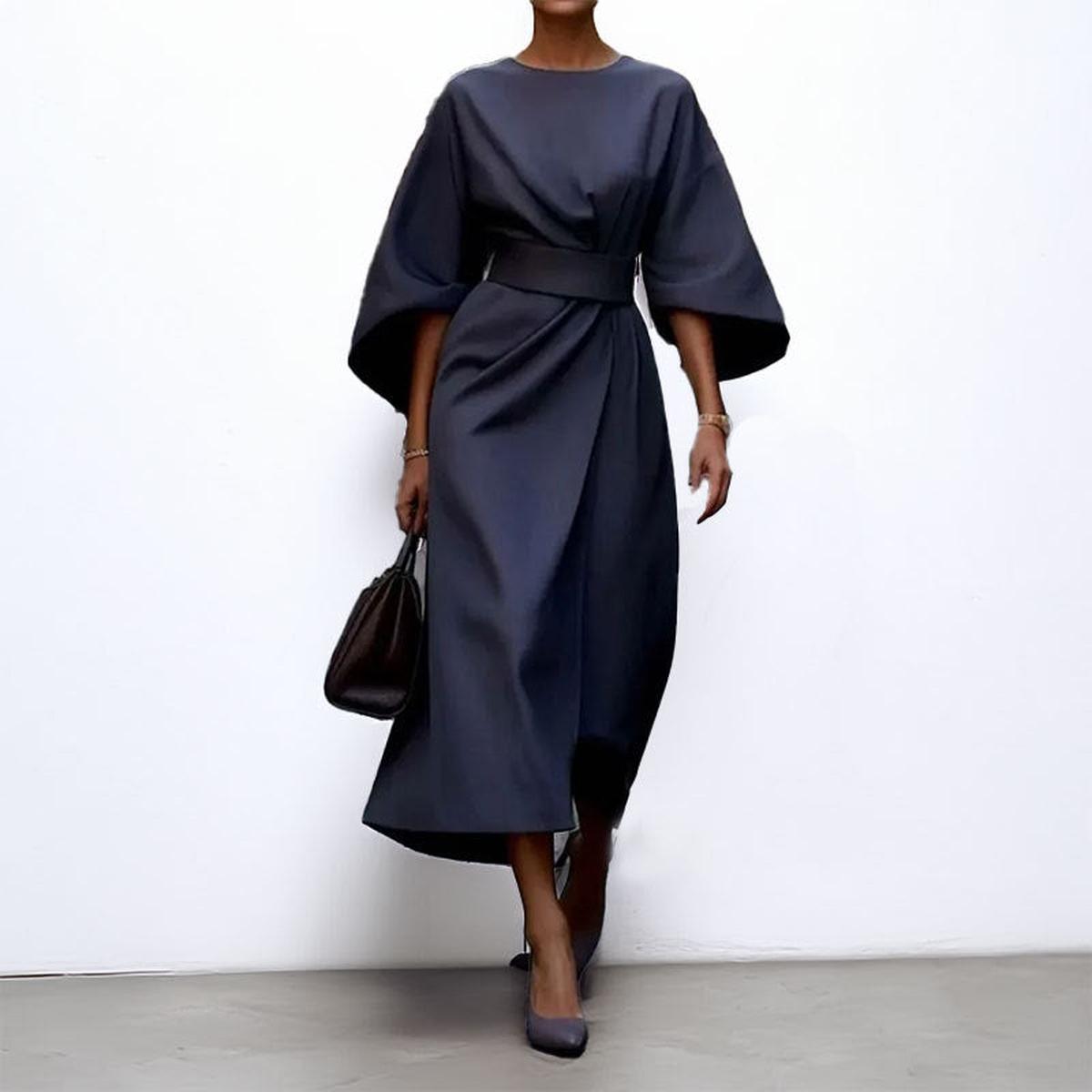 Paula – Elegant Satin Batwing Sleeve Dress for Women - Image 8