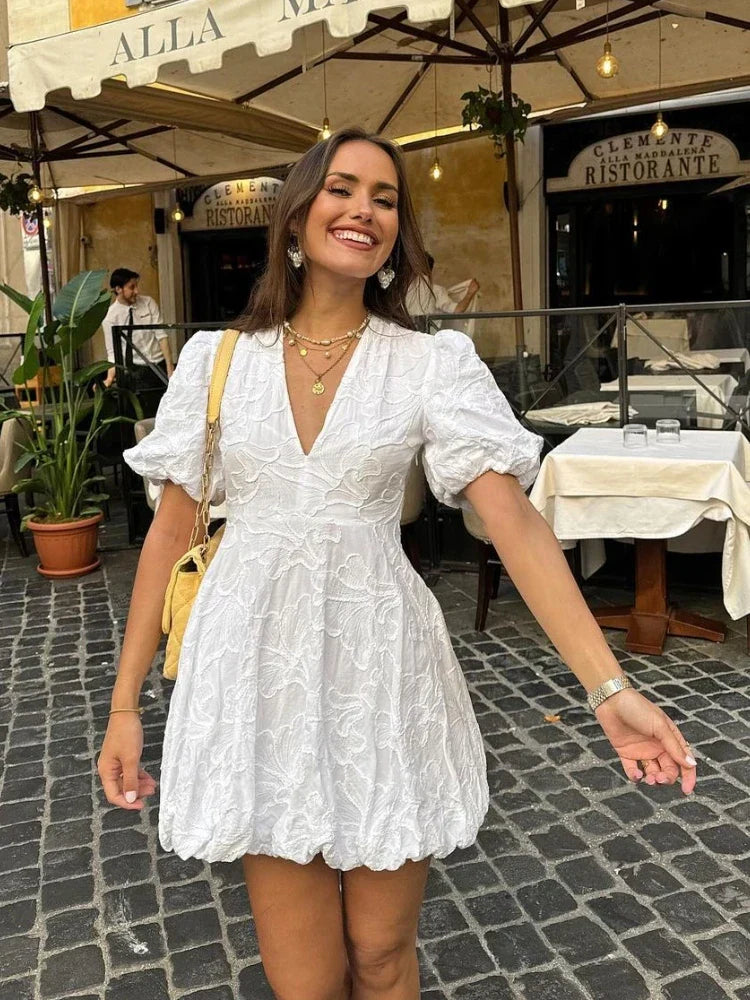 Melanie – Elegant Summer Dress with Embroidered Ruffles for Women - Image 3