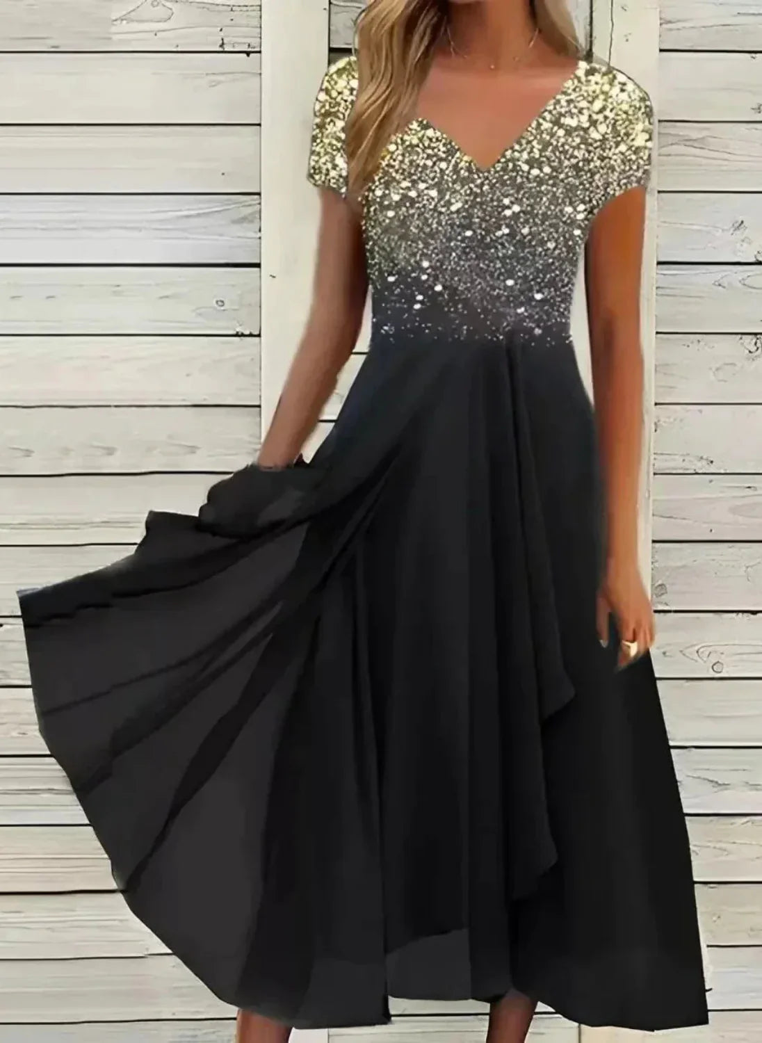 Isabella – Elegantes Midikleid mit V-Ausschnitt