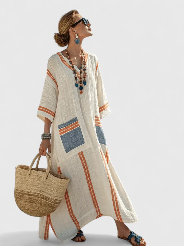 Karina – Women V-Neck Kaftan Maxi Dress - Image 7