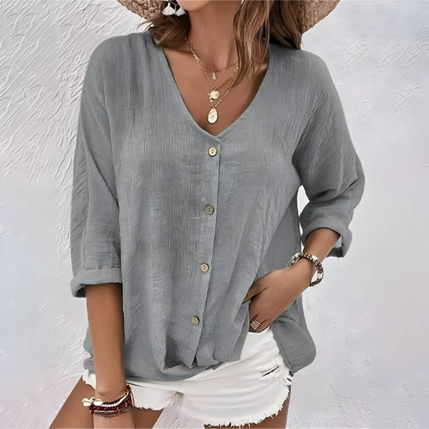 Leni – Women Button-Up Summer Blouse - Image 2