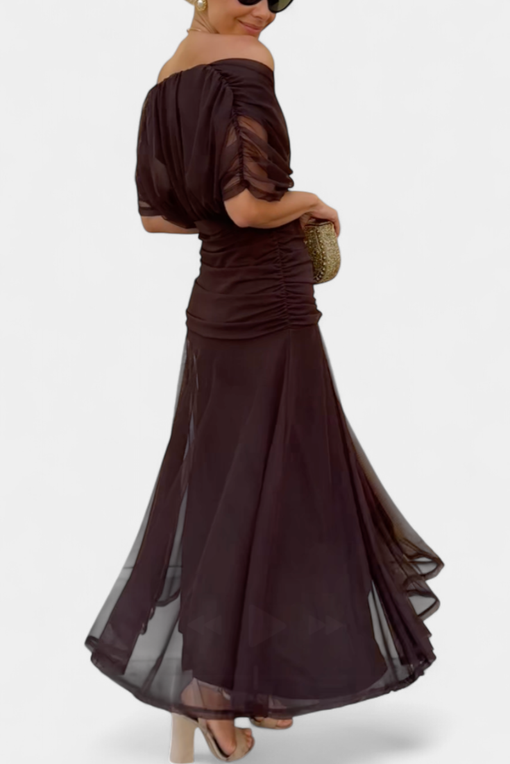 Paula – Elegant Off-Shoulder Draped Dress for Women - Image 5