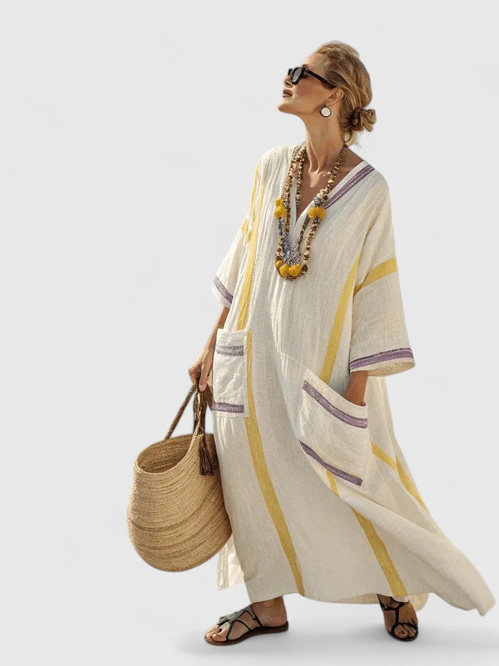 Karina – Women V-Neck Kaftan Maxi Dress - Image 6