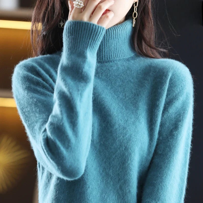 Isabella – Damen Ärmelloser Feinstrick Rollkragenpullover