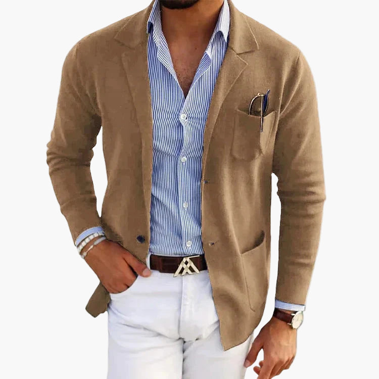 Maßgeschneiderter Herrenblazer mit Ein-Knopf-Verschluss - J&B - 2 - Atelier-Zofia