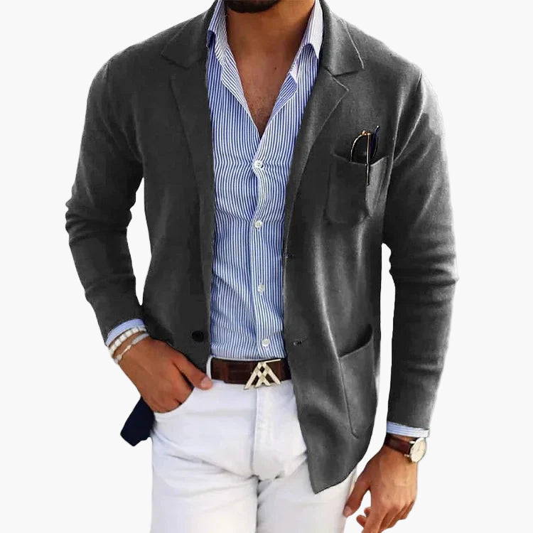 Maßgeschneiderter Herrenblazer mit Ein-Knopf-Verschluss - J&B - 4 - Atelier-Zofia