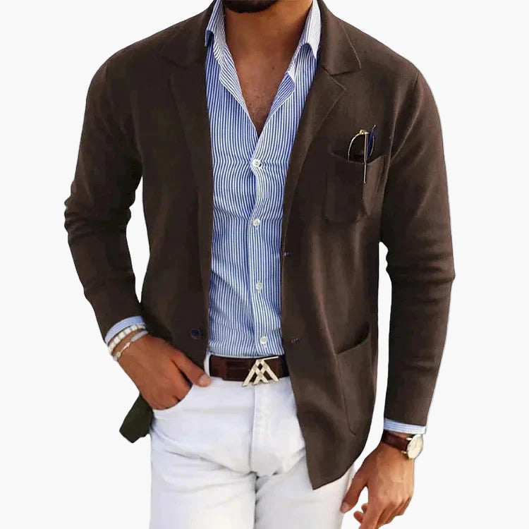 Maßgeschneiderter Herrenblazer mit Ein-Knopf-Verschluss - J&B - 6 - Atelier-Zofia