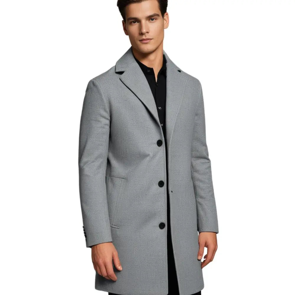 Stilvoller Herren-Wintermantel mit taillierter Passform, fallendem Revers und Knopfverschluss - J&B - 7 - Atelier-Zofia