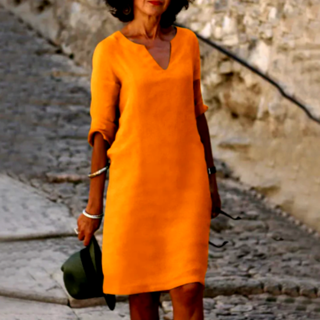 Nina – Women's dress with V-neck and 3/4 sleeves - Image 12