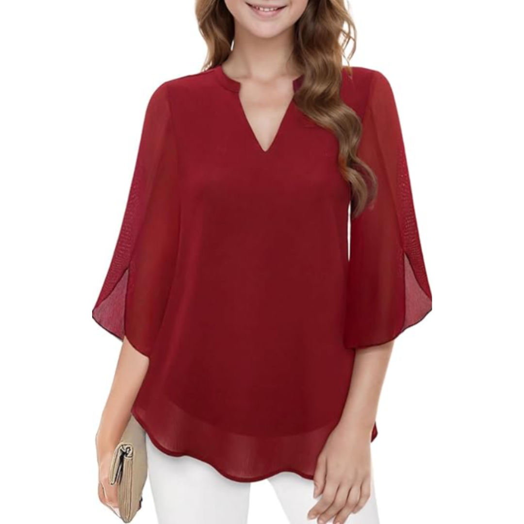 Sophie – Elegante V-Ausschnitt Chiffon Bluse