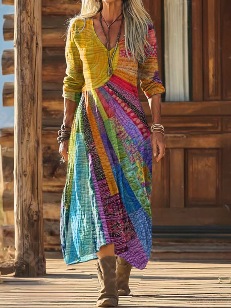 Stefanie – Sunburst Bohemian Maxi Dress for Women - Image 1