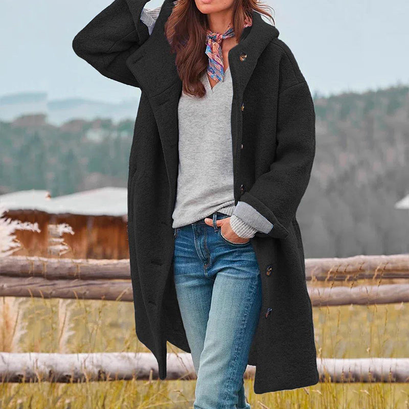 Stylischer Damen Wintermantel mit Kapuze - J&B - 3 - Atelier-Zofia