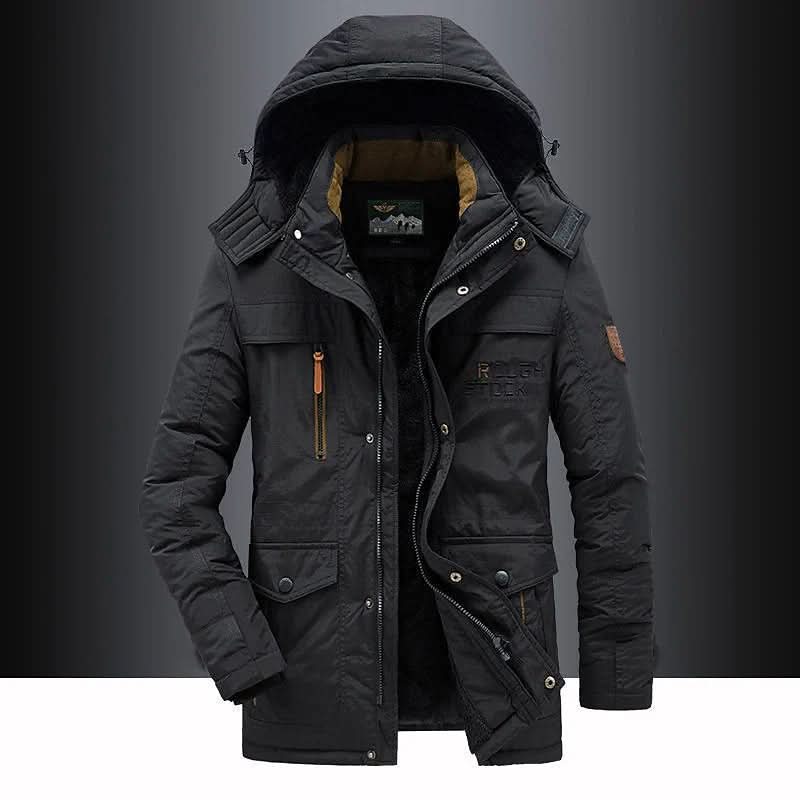 Herren Winterjacke mit Fleece-Futter und Abnehmbarer Kapuze - J&B - 5 - Atelier-Zofia