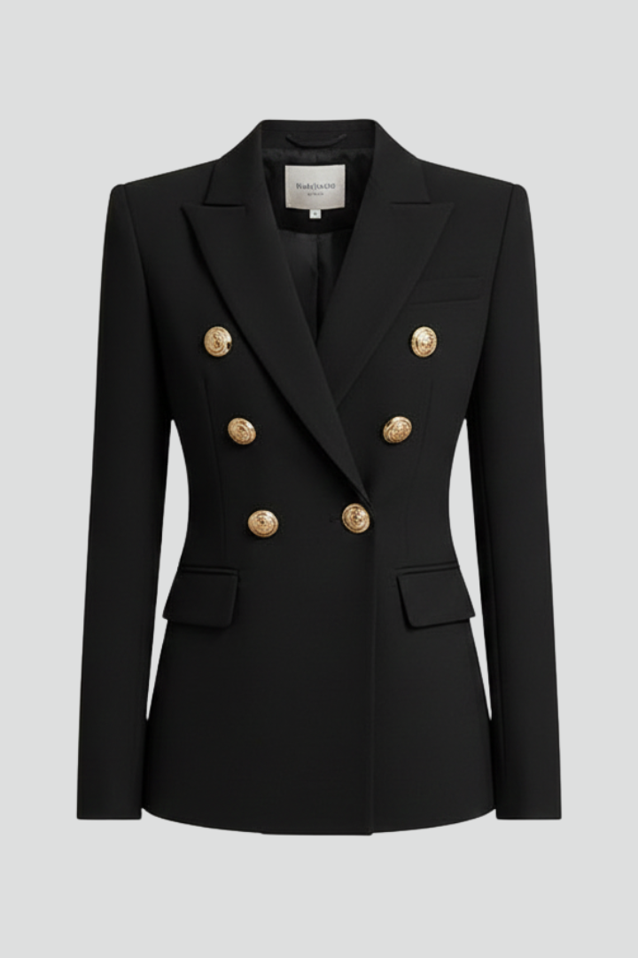 Eleganter Damenblazer mit doppelter Knopfdetails und goldenen Akzenten - J&B - 6 - Atelier-Zofia
