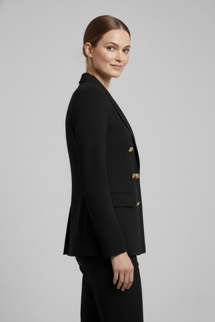 Eleganter Damenblazer mit doppelter Knopfdetails und goldenen Akzenten - J&B - 8 - Atelier-Zofia