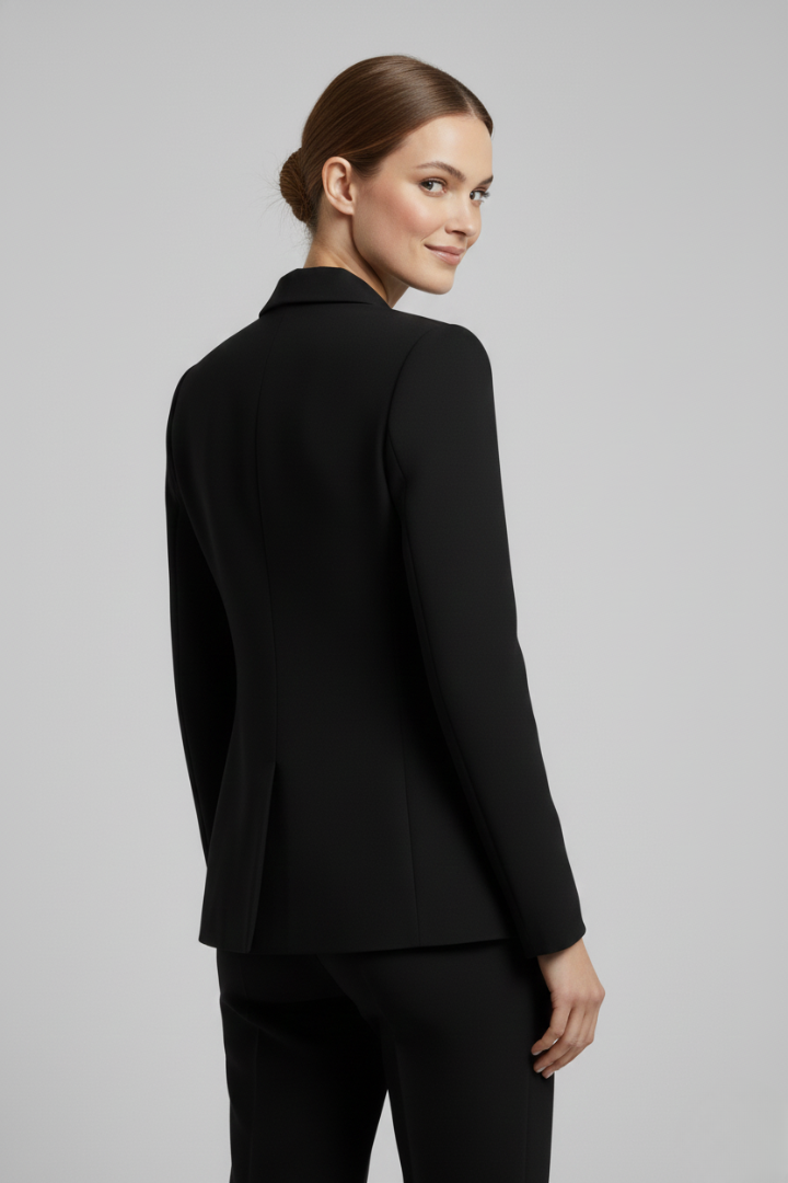 Eleganter Damenblazer mit doppelter Knopfdetails und goldenen Akzenten - J&B - 9 - Atelier-Zofia