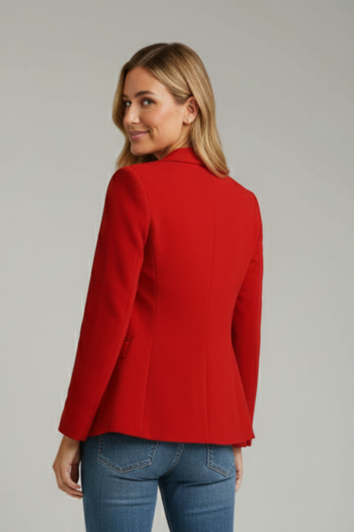 Damen Blazer mit elegantem Revers und einem einzigen Knopf - J&B - 8 - Atelier-Zofia